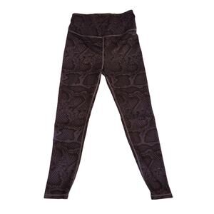 Allfenix Women's Medium Leggings Compression Blue‎ & Black Snakeskin Print